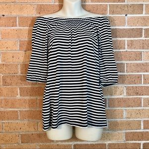Talbots striped top size small off shoulder black